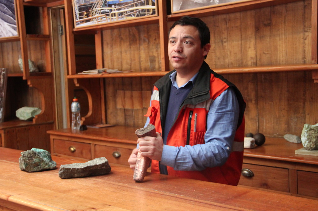 Diego Candia explains the process of copper extraction